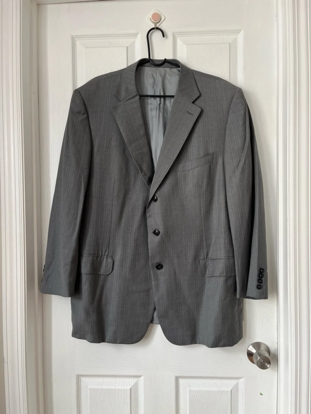 Ermenegildo Zegna trofeo gray Wool Pinstripe 3-Button Blazer Jacket size 48R